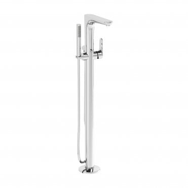 VitrA Root Round Bath Mixer (from Floor, with Handshower) - Chrome
