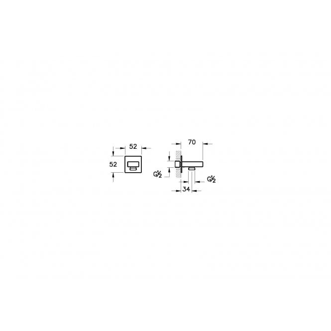 VitrA  Root Square Handshower Outlet (Wall Mounted) - Chrome