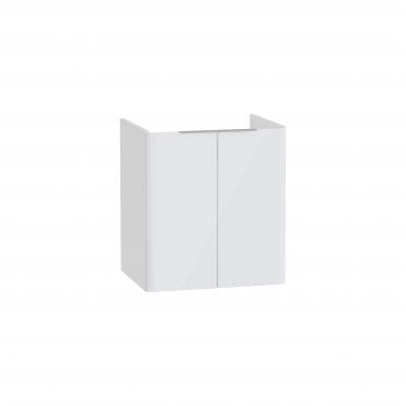 VitrA S20 Round Washbasin Unit without Washbasin, 60cm, with Two Doors, without Siphon - White High Gloss