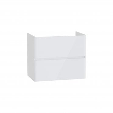 VitrA S20 Round Washbasin Unit without Washbasin, 80cm, with Two Drawers, without Siphon - White High Gloss