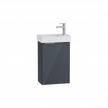 VitrA S20 Square Washbasin Unit, 45cm, with One Door, R, without Siphon - Anthracite High Gloss