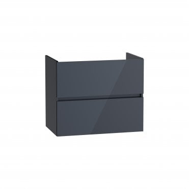 VitrA S20 Square Washbasin Unit, 80cm, with Two Drawers, without Siphon, without Washbasin - Anthracite High Gloss