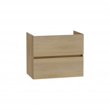 VitrA S20 Square Washbasin Unit, 80cm, with Two Drawers, without Siphon, without Washbasin - Maple Oak