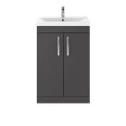 Nuie Athena Gloss Grey 600mm Floor Standing Cabinet & Basin 1