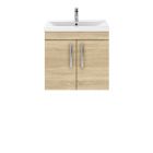Nuie Athena Natural Oak 600mm Wall Hung Cabinet & Basin 1