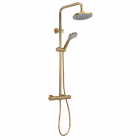 Nuie Brushed Brass Round Thermostatic Bar Valve & Shower Kit
