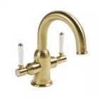 Roper Rhodes Keswick Basin Mixer with Twin Levers Inc Click Waste - Brass - T321104