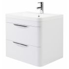 Nuie Parade Gloss White 600mm Wall Hung Vanity Unit & Polymarble Basin 1TH