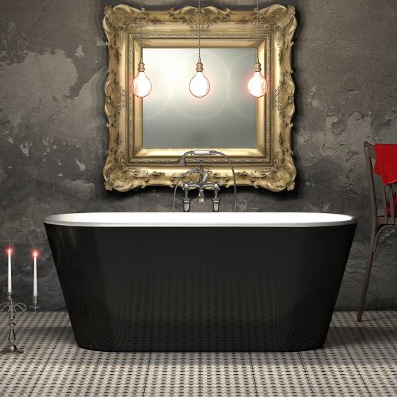 Charlotte Edwards Grosvenor 1650mm Gloss Black Freestanding Bath Tub CE11015-GB