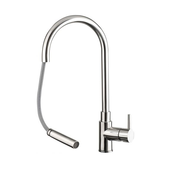 Just Taps Zecca Single Lever Stainless Steel Kitchen Sink Mixer Tap With Pull Out Spout
