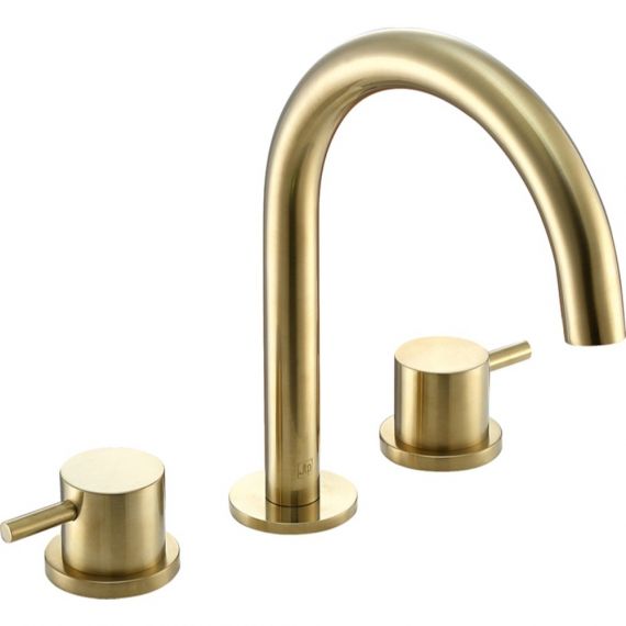 Just Taps Vos 3-Hole Deck Mounted Basin Mixer Tap Brushed Brass