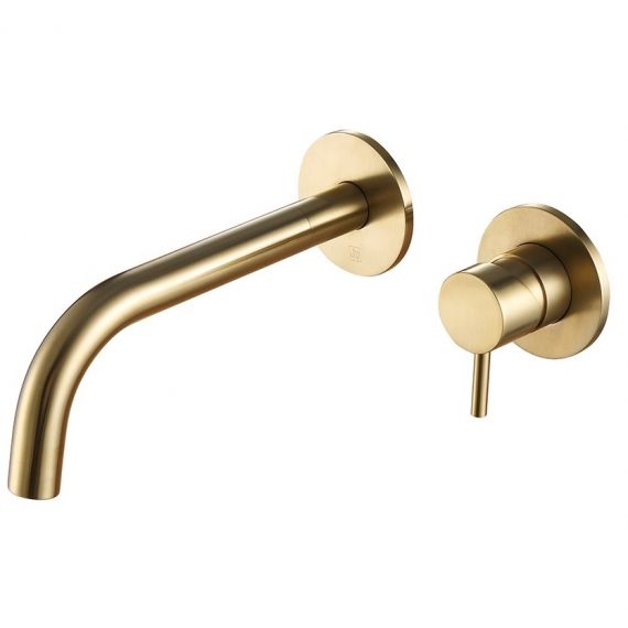 Just Taps Vos 2-Hole Wall Mounted Basin Mixer Tap Brushed Brass