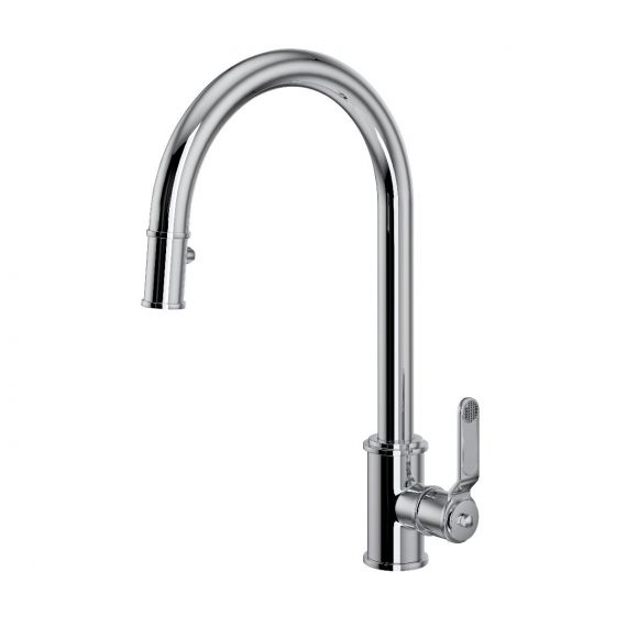 Perrin & Rowe Armstrong Single Lever Mixer With Pull Down Rinse Textured Handle Chrome 