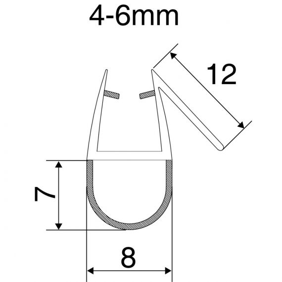Replacement Shower Seal Fits Glass 4-6mm up to 8mm Gap