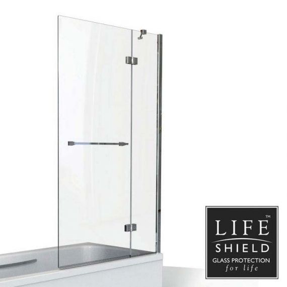 Kudos 2 Panel Outward swinging bath screen 8mm (right hand) with towel rail
