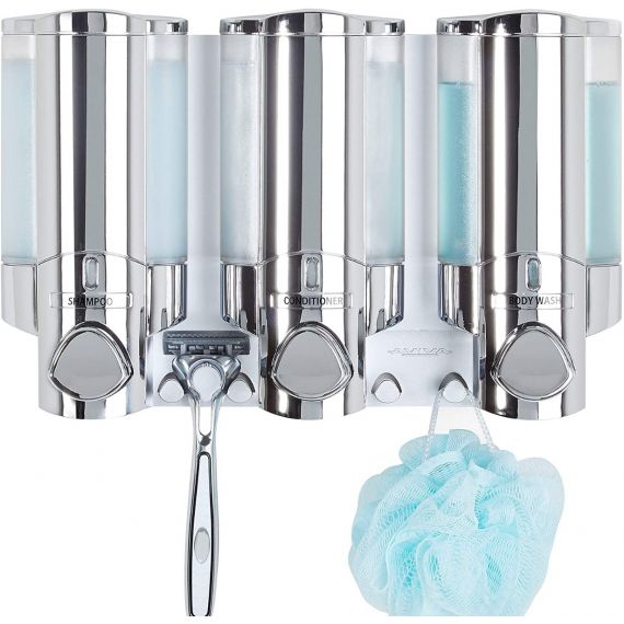 Aviva Triple Chrome Soap, Shampoo & Conditioner Dispenser 3 Chamber 