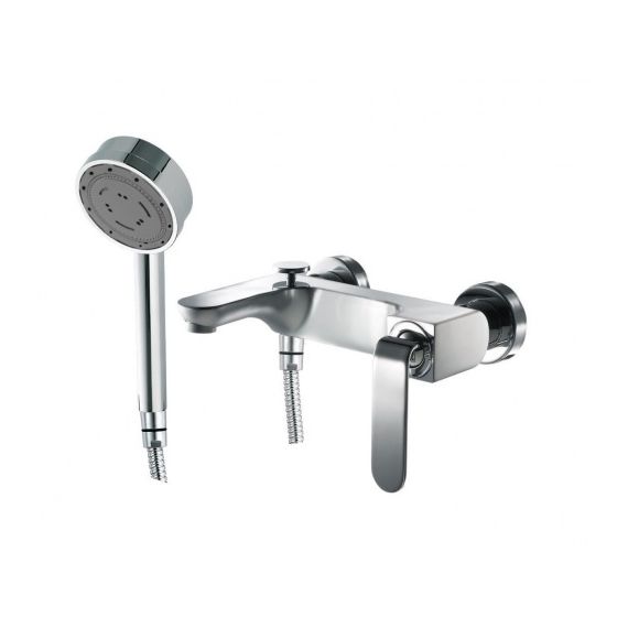 JustTaps Vue Single Lever Deck Mounted Bath Shower Mixer With Kit Chrome 87271