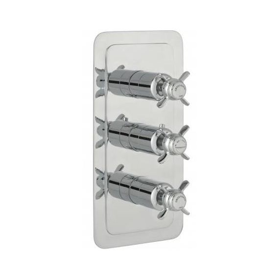 JustTaps Grovesnor Chrome Pinch Thermostatic Concealed 3 Outlet Vertical Shower Valve 98691