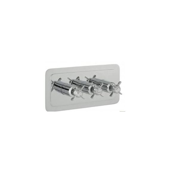 JustTaps Grovesnor Chrome Pinch Thermostatic Concealed 2 Outlet Horizontal Shower Valve 98693