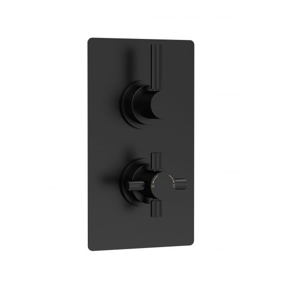 Hudson Reed Twin Thermostatic Shower Valve With Diverter Matt Black A4007