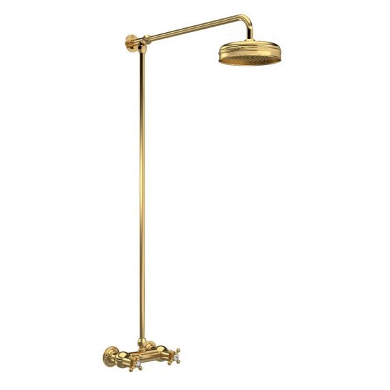 Hudson Reed Topaz Brushed Brass Thermostatic Valve With Rainfall Head