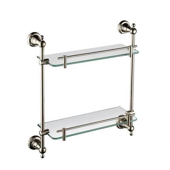 Heritage Holborn 410mm Double Glass Shelf with Vintage Gold Brackets