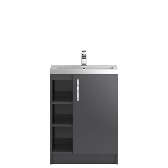 Hudson Reed Apollo Grey Gloss Floor Standing 600mm Cabinet & Basin