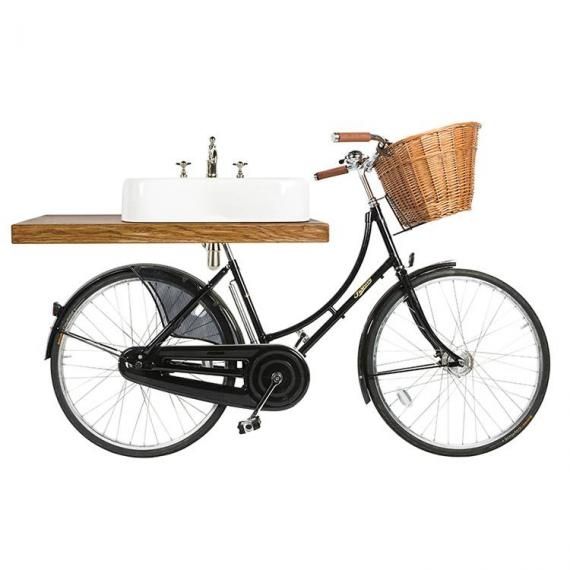 Arcade Bicycle Washstand With Basin and Oak Shelf Option