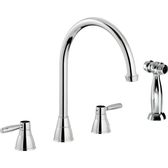 Abode Brompton 3 Tap Hole Kitchen Mixer Tap Chrome With Handset