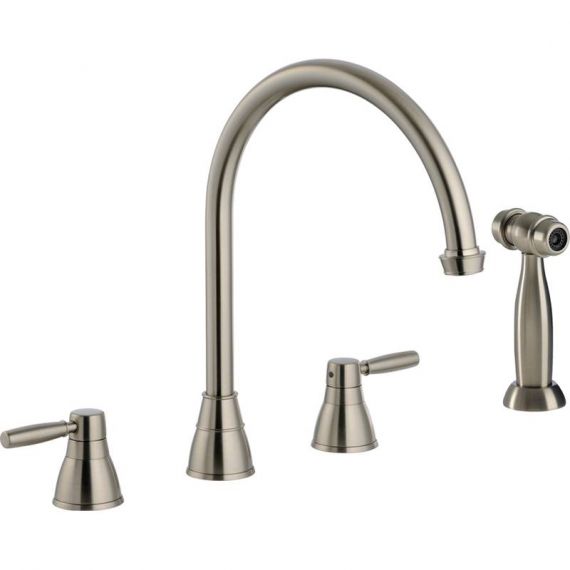 Abode Brompton 3 Tap Hole Kitchen Mixer Tap Pewter With Handset