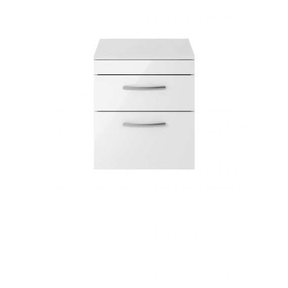 Nuie Athena Gloss White 500mm Wall Hung Vanity With Worktop