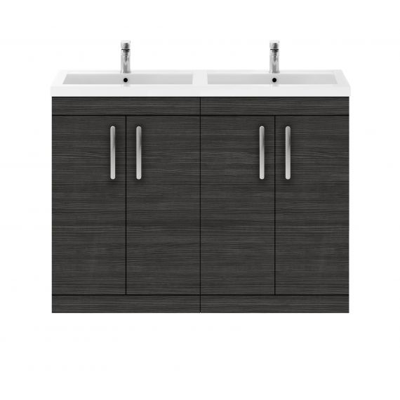 Nuie Athena Hacienda Black 1200mm Floor Standing Cabinet & Double Basin