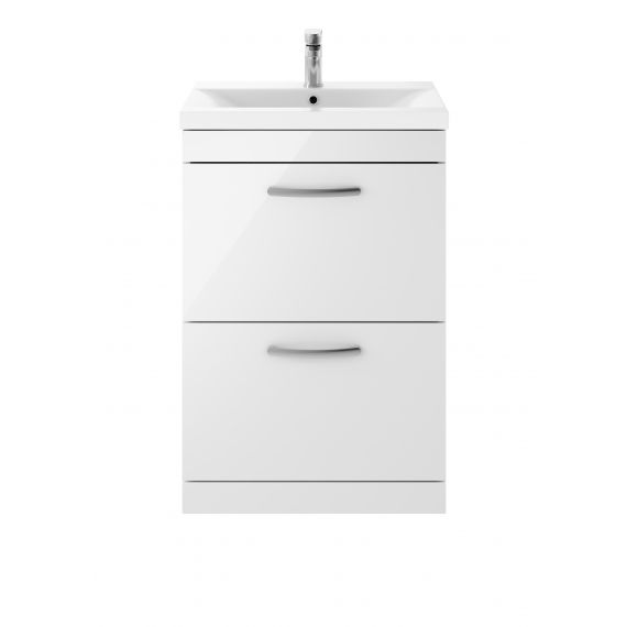 Nuie Athena Gloss White 600mm Floor Standing Vanity With Basin 1