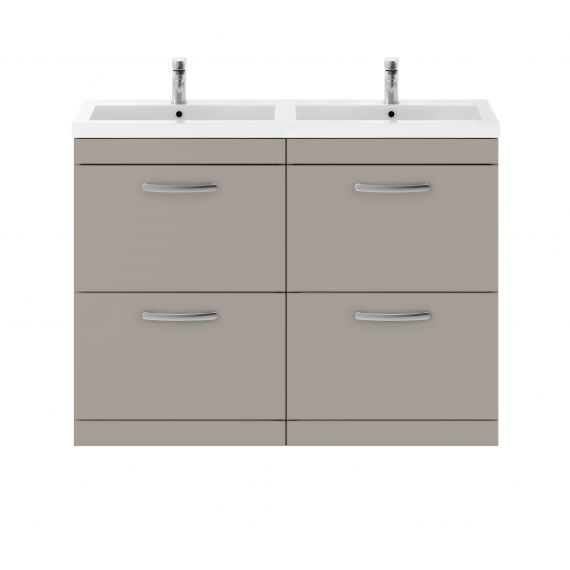 Nuie Athena Stone Grey 1200mm Floor Standing Cabinet & Double Basin