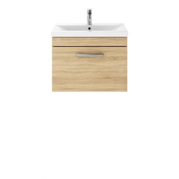 Nuie Athena Natural Oak 600mm Wall Hung Vanity With Basin 1