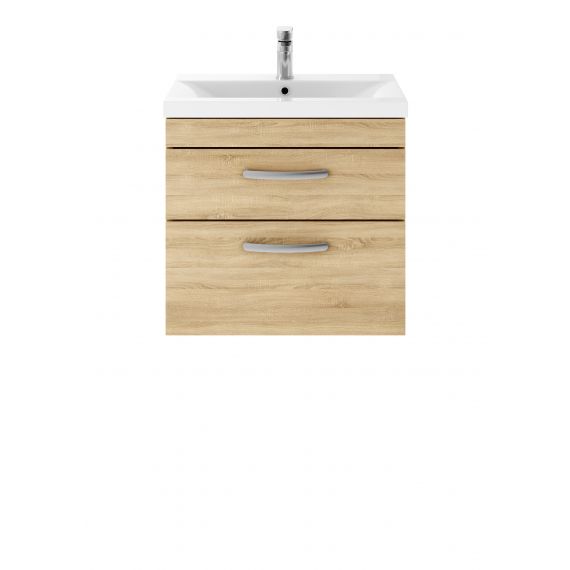 Nuie Athena Natural Oak 600mm Wall Hung Vanity With Basin 2