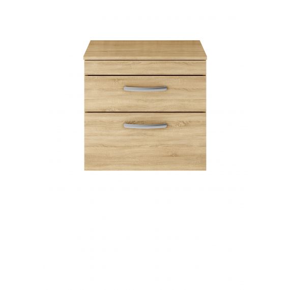 Nuie Athena Natural Oak 600mm Wall Hung Vanity With Worktop