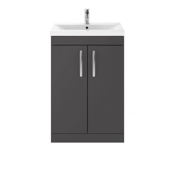 Nuie Athena Gloss Grey 600mm Floor Standing Cabinet & Basin 2