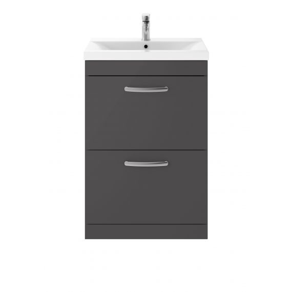 Nuie Athena Gloss Grey 600mm Floor Standing Cabinet & Basin 1