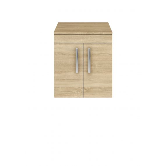 Nuie Athena Natural Oak 500mm Wall Hung Cabinet & Worktop