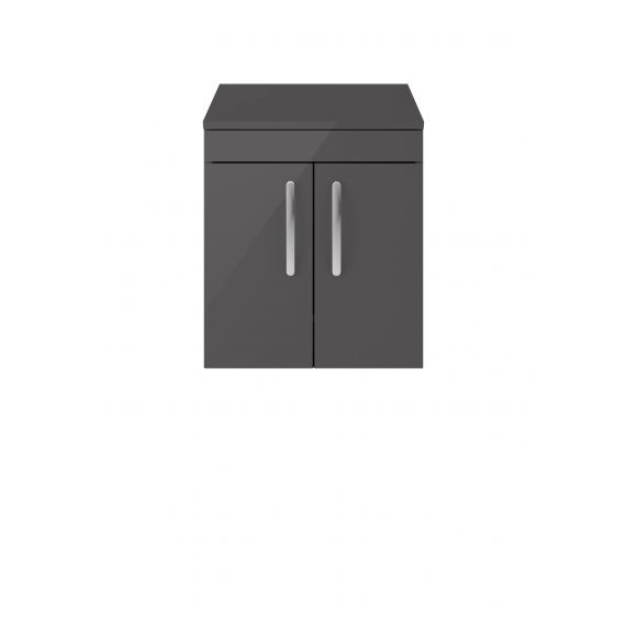 Nuie Athena Gloss Grey 500mm Wall Hung Cabinet & Worktop
