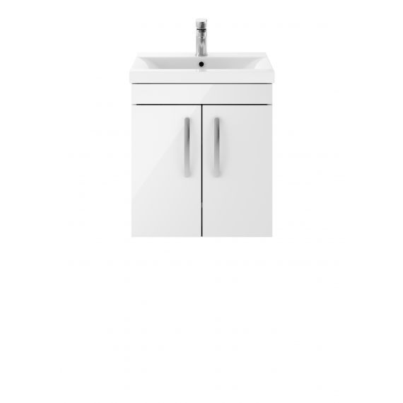 Nuie Athena Gloss White 500mm Wall Hung Cabinet & Basin 1
