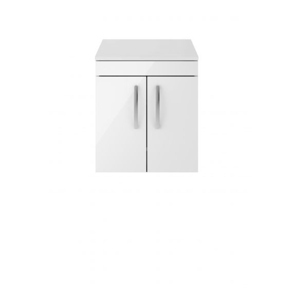Nuie Athena Gloss White 500mm Wall Hung Cabinet & Worktop