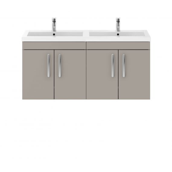 Nuie Athena Stone Grey 1200mm Wall Hung Cabinet & Double Basin