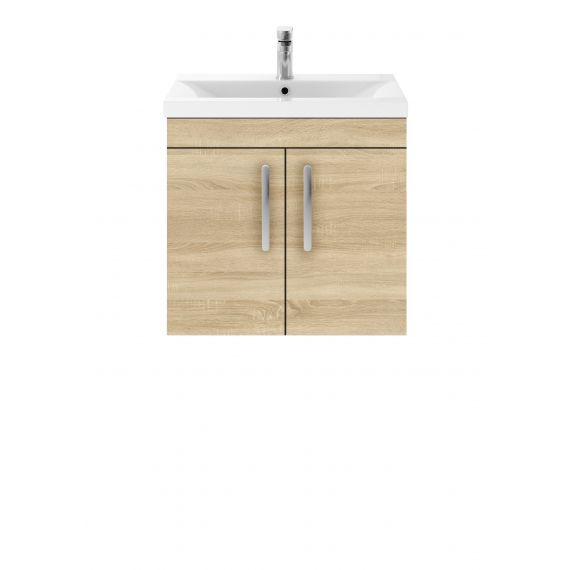 Nuie Athena Natural Oak 600mm Wall Hung Cabinet & Basin 3