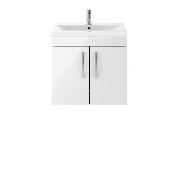 Nuie Athena Gloss White 600mm Wall Hung Cabinet & Basin 2