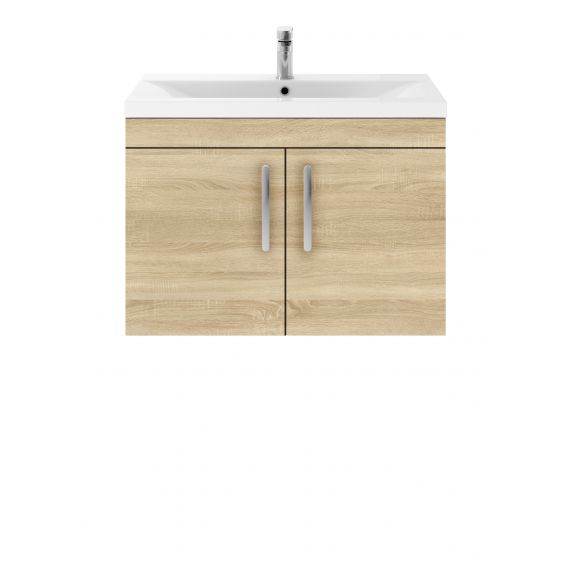Nuie Athena Natural Oak 800mm Wall Hung Cabinet & Basin 1