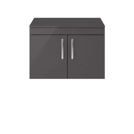 Nuie Athena Gloss Grey 800mm Wall Hung Cabinet & Worktop