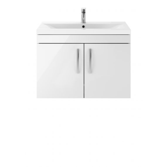 Nuie Athena Gloss White 800mm Wall Hung Cabinet & Basin 2