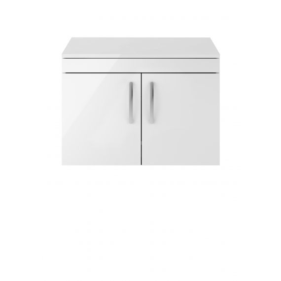 Nuie Athena Gloss White 800mm Wall Hung Cabinet & Worktop